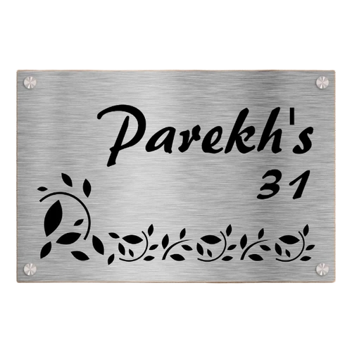 Stainless Steel Name Plates - Bolt Mounted, Silver & Black, Rust Proof, Waterproof, Custom Engraved