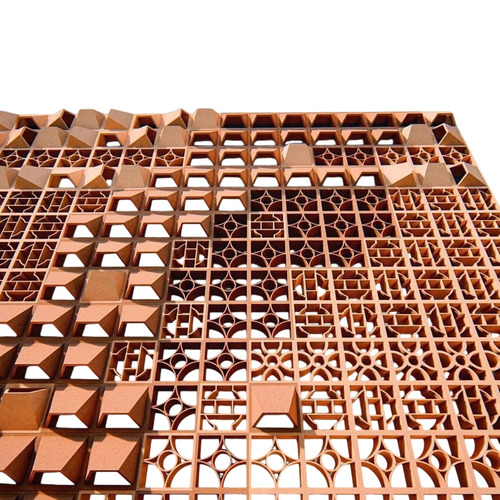 Terracotta Block Jali - Color: Red