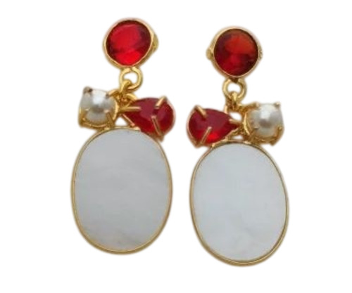 Handmade Brass Earrings - Brass, Standard Size, Multicolor, Oval Shape | Durable, Fine Finished, Designer Pattern