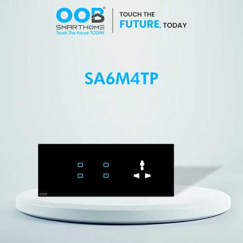 Nubee Home Automation Touch Switch Sapphire Series Sa6M4Tp - Color: Black & White