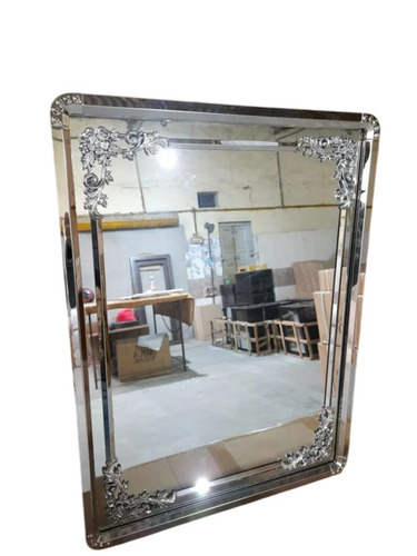 Silver Rectangular Designer Glass Mirror