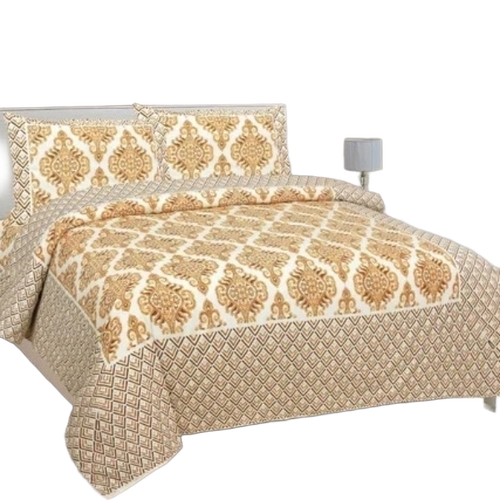 Jaipuri Bed Sheet 1 - 100% Cotton, White and Orange | Traditional Prints, Handcrafted, Vibrant Colors, Lightweight