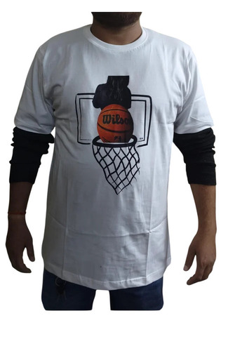 Mens Promotional Round Neck Cotton T Shirt - Color: White & Black