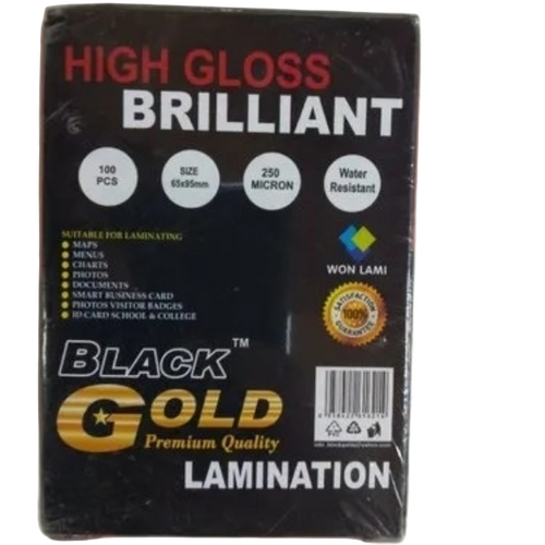 Black Gold Lamination Pouch - Size: 65 X 95 Mm