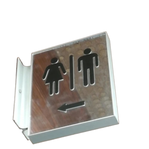 Washroom Direction Sign Board - Plastic White | Clear Visibility Universal Symbols Directional Arrows Weather Resistant Lightweight Design