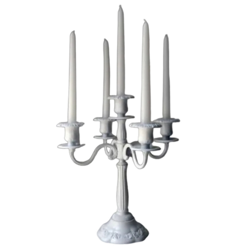 Candelabra - 5 Candle White Aluminum - A.S - 1009 - Design: Antique