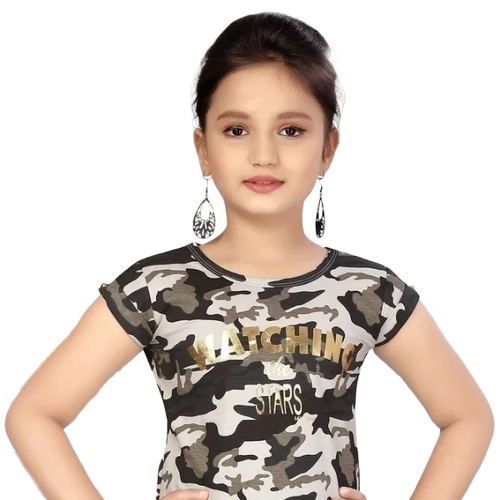 Kids Girls Camo Print Tops 