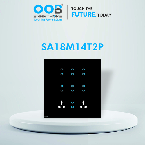 Nubee Home Automation Touch Switch Sapphire Series Sa18M14T2P - Color: Black & White