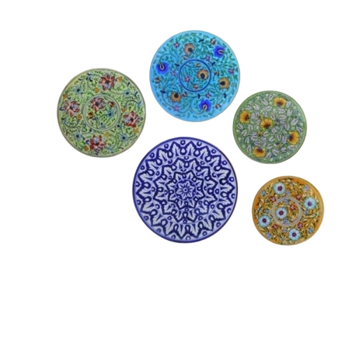 Decorative Blue Pottery Plate, 10 Inch