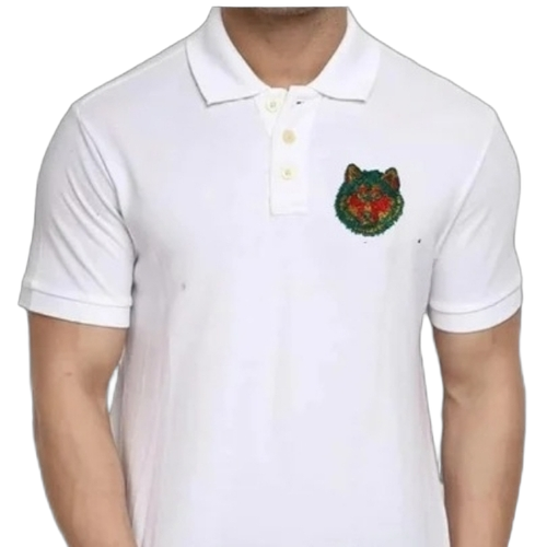 White Mens Collar T Shirt