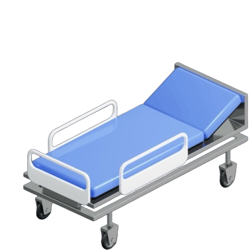 Patient Hospital Bed - Stainless Steel Frame, Manual Operation | Smooth Rolling Castors with Locks, Easy to Clean