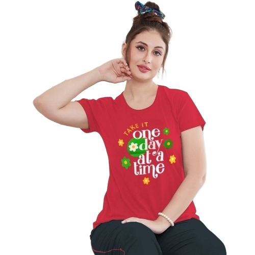 Printed Round Neck T Shirt And Pajama Sets