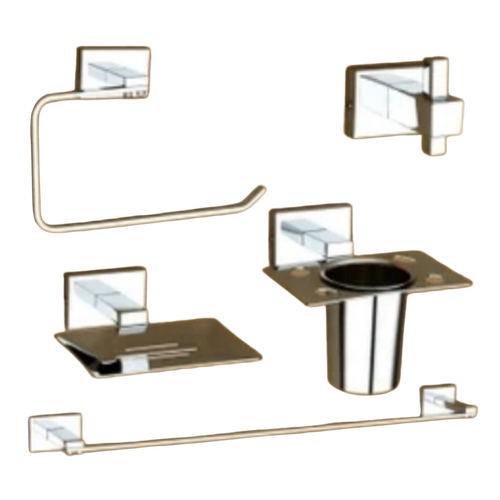 SS Chrome Finished 5 Pieces Bathroom Set