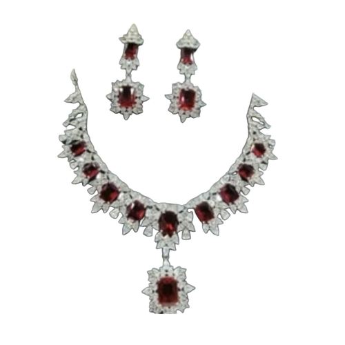 Diamond Red Stone Neckless Set