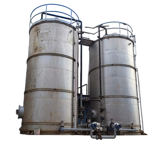 Industrial Oil Storage Tank - Steel, Large Capacity, Silver | Corrosion Resistant, Leak Proof, Durable, Weather Resistant, Fire Resistant