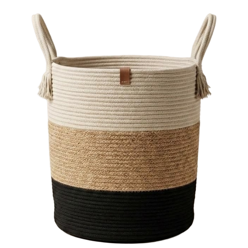 Jute Basket - Multi Color Natural Fiber, Lightweight, Breathable | Eco-friendly, Durable, Handcrafted, Reusable, Biodegradable