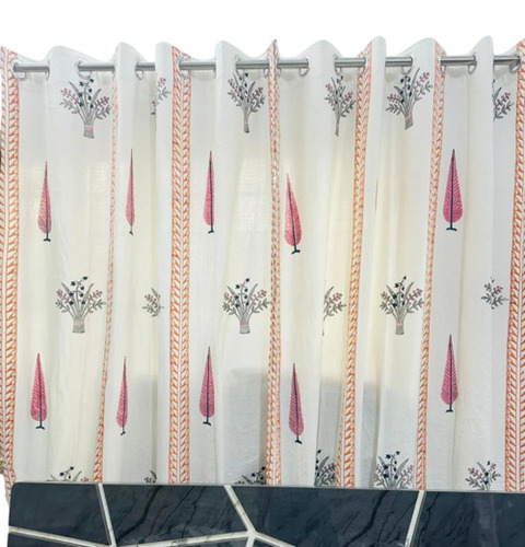 5 Feet Handblock Printed Curtain Set