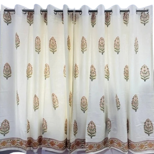 9 Feet Handblock Printed Curtain Set