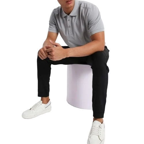Grey Polyester Polo Men T Shirt