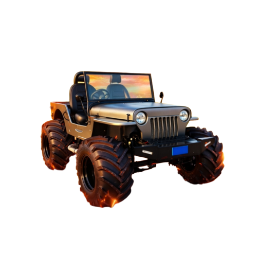 Off-Road Modified Jeep - Metal Gray Diesel/Petrol Manual Gearbox | Lifted Suspension Custom Designs 4-Seater Battery Power