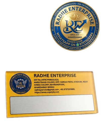 Premium Reusable Acrylic Pocket Name Badges - Color: Customized As Per Brand Logo