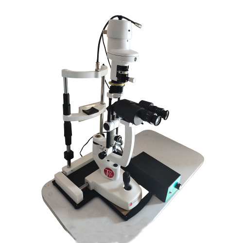 Terrus 2 Step Slit Lamp - Mild Steel, White, 220V , Adjustable Light Intensity, Two-Step Magnification, Ergonomic Design