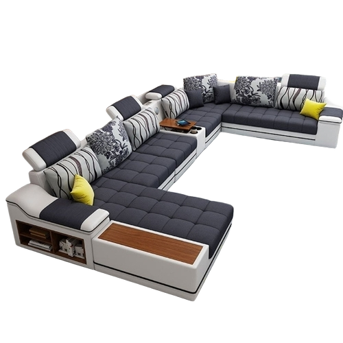 Sofa Set - Upholstered Fabric, Black Grey, Spacious Seating | Durable, Eco-Friendly, Living Room Sofa