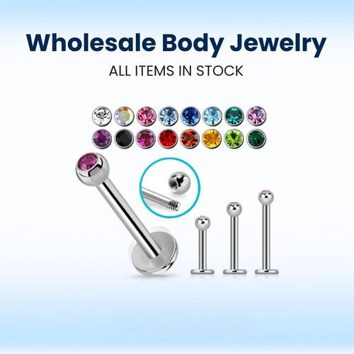 Jewel Labret With 4mm Base Plate - Color: Silverr