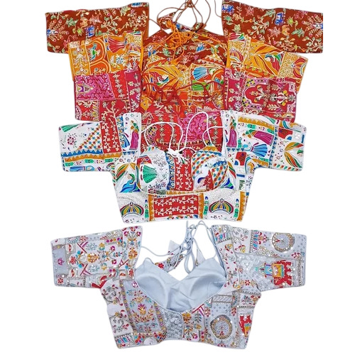 Padded Readymade Designer Blouse - Color: Multicolor