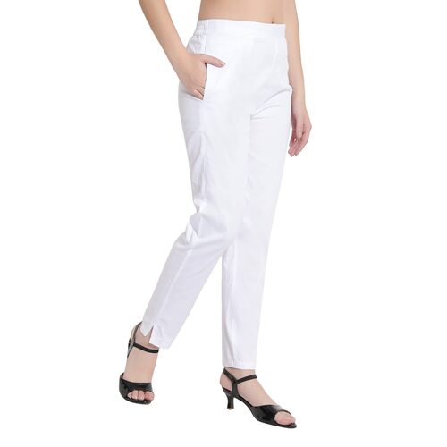 Ladies Lycra White Pant