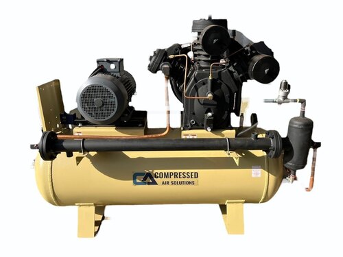 Two Stage Reciprocating Air Compressor - Standard Size, Cream | Industrial Use, 1 Year Warranty, Durable