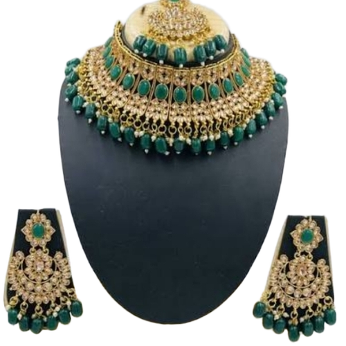 Gold-Plated Green Jewellery Set