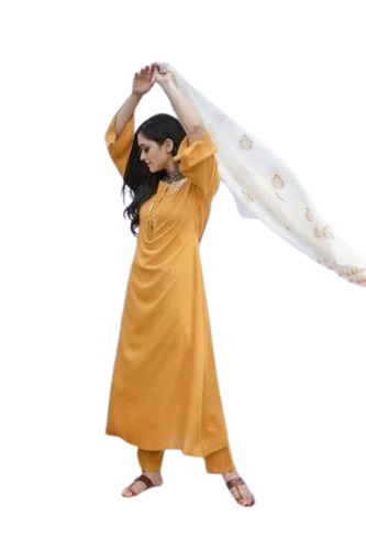 Ladies Mustard Yellow Color Suit Set