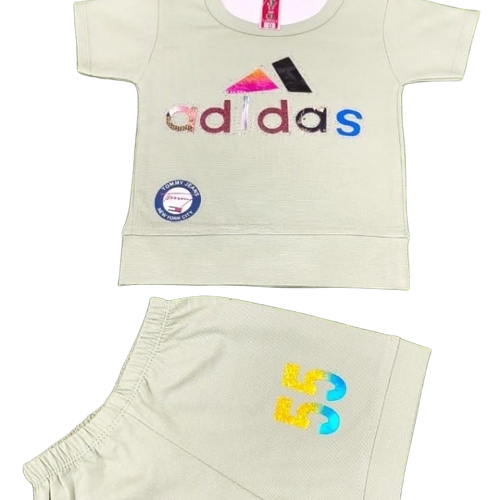 T-Shirt & Shorts Set - Cotton, Grey, Girl | Breathable, Anti-Shrink, Skin Friendly, Comfortable