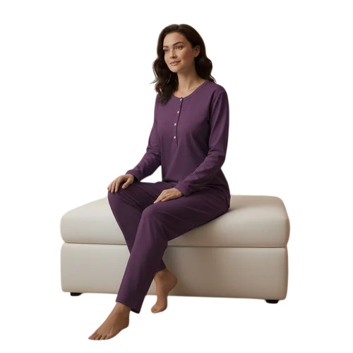 Ladies Brown Nightwear Dress - Material: Cotton