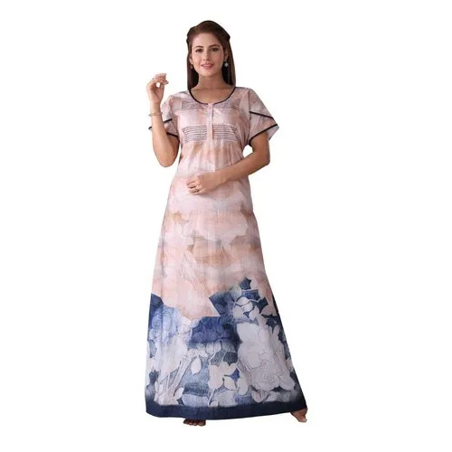 Ladies Multicolor Premium Nightgown - Color: Blue