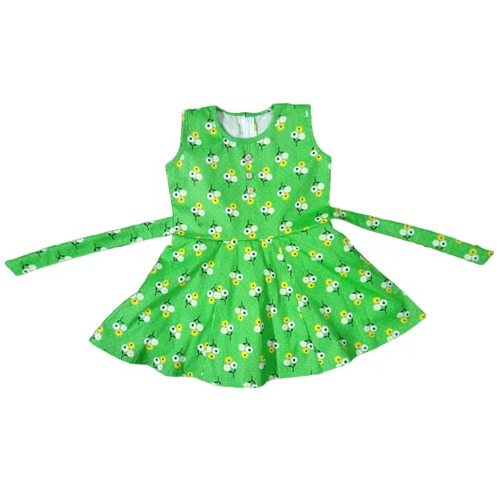 Baby Girl Green Cotton Frock - Color: Multicolor