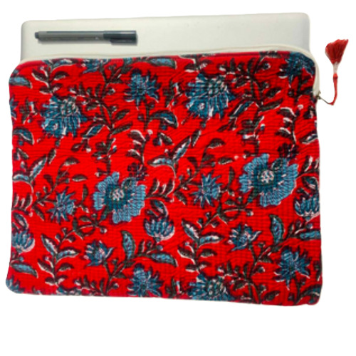 Quilted Cotton Laptop Sleeve - Color: Red
