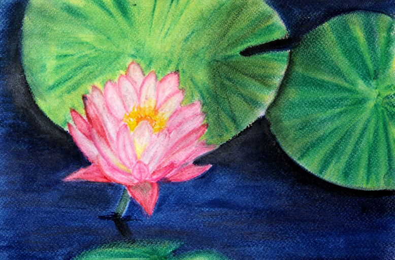 Handmade Lotus Painting - Color: Multi Color