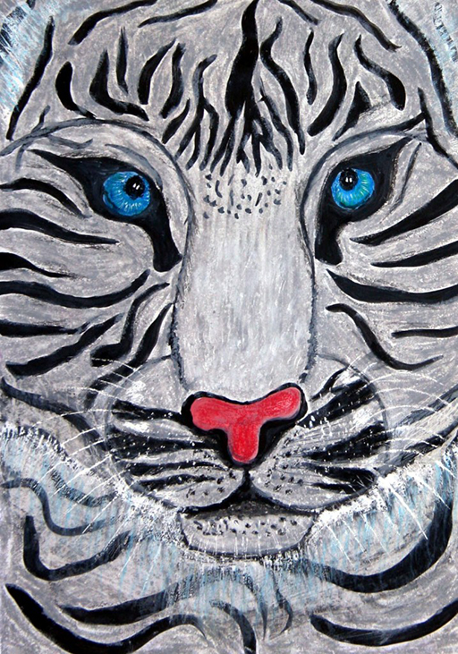 Tiger Hand Painting (Tiger-The National Animal 2016 E 161) - Color: Multi Colour