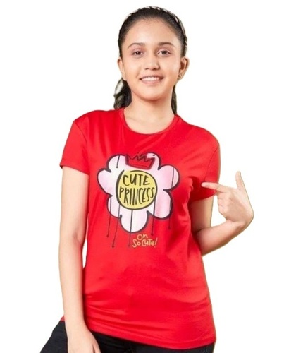 Red Girls Half Sleeve T Shirt