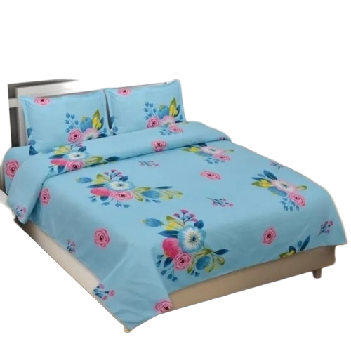 Bedsheet - 100% Cotton, Blue, Floral | Breathable, Washable, Fade Resistant, Wrinkle Resistant, Durable Stitching