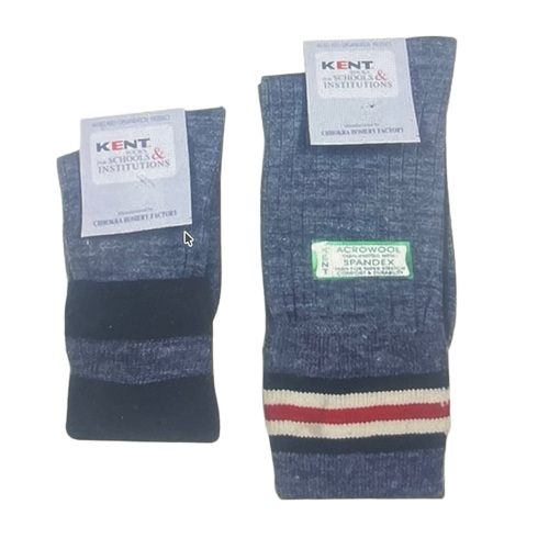 Reverse Elastic Wool Socks - Soft Wool, Dark Blue | Stretchable Fit, Reversible, Breathable, Anti Slip