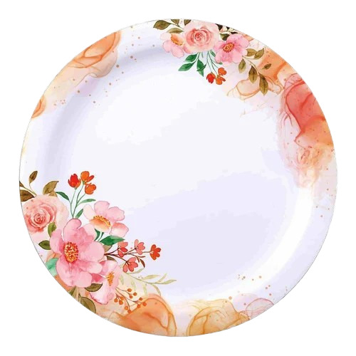 Melamine Printed Dinner Plate - Color: White
