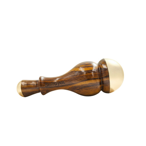 Oval Shape Dual Dome Kansa Wand Massager Wooden Handle Ayurvedic Face & Body Bronze Tool - Dimension (L*W*H): 13.3  Centimeter (Cm)