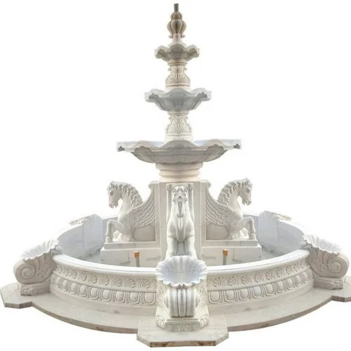 White Horse Marble Stone Fountains - Color: Golden