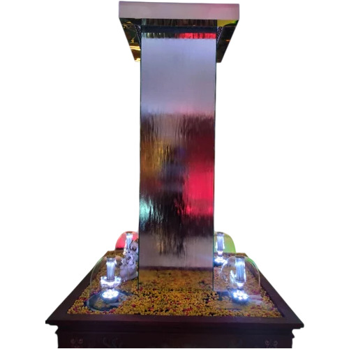 Indoor Column Mirror Water Fountain - Color: Brown