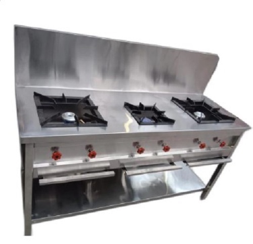 Stainless Steel Commercial Three Burner Gas Stove