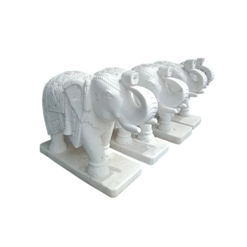 Marble Elephant Statue - Color: Multicolor