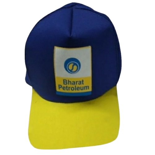 Bharat Petroleum Promotional Cap - Lightweight Printed Fabric Customized Size Blue and Yellow | Quick Dry Comfortable Fit Elegant Design